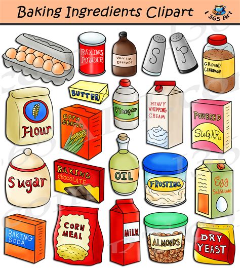 Baking Ingredients Clip Art Groups Of Hand Drawn Cooking Ingredients.