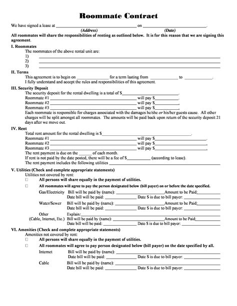 40+ Free Roommate Agreement Templates & Forms (Word, PDF)