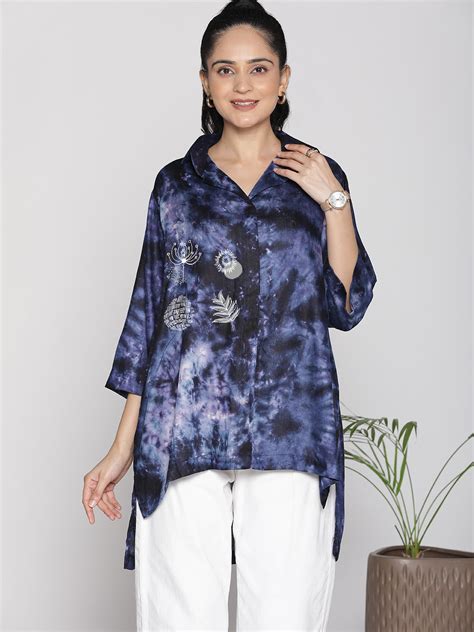 Navy TieDye Shirt Top for Women l Sphere l Sizes upto 8XL l LetsDressUp