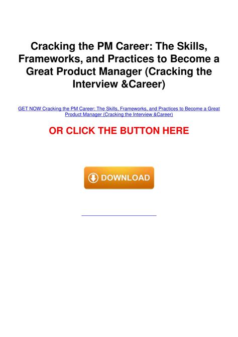 PPT - (PDF/DOWNLOAD) Cracking the PM Career: The Skills, Frameworks ...