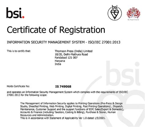Certification & Compliance - Thomson Press (India) Limited