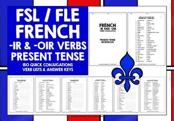 FRENCH -IR -OIR VERBS PRESENT TENSE CONJUGATION DRILLS | TpT