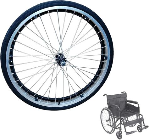 Wheelchair Rear Wheels Assembly, 24 Inch Wheelchair Replacement Wheels， 24 X1 3/8, Black ...
