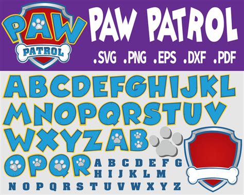 Paw Patrol Font SVG Paw Patrol Your Text Letters Alphabet | Etsy