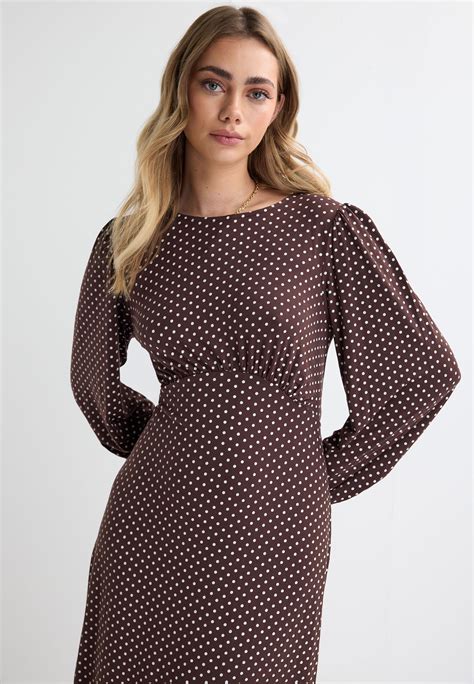 Womens Chocolate Brown Spot Jersey Dress | Peacocks