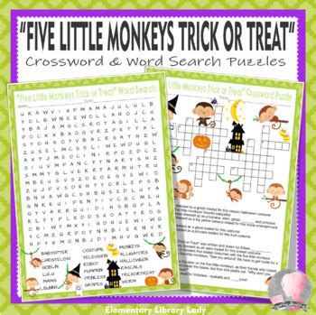 Five Little Monkeys Trick or Treat Activities Crossword Puzzle & Word ...