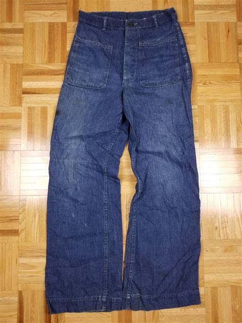 VINTAGE 40s 50s WWII KOREAN WAR US NAVY DUNGAREE DENI… - Gem