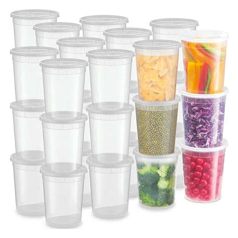 TINANA Food Storage Containers: 32 oz Plastic Deli Containers with Lids ...