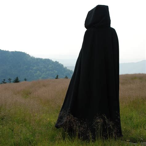 Black Hooded Cloak With Sleeves