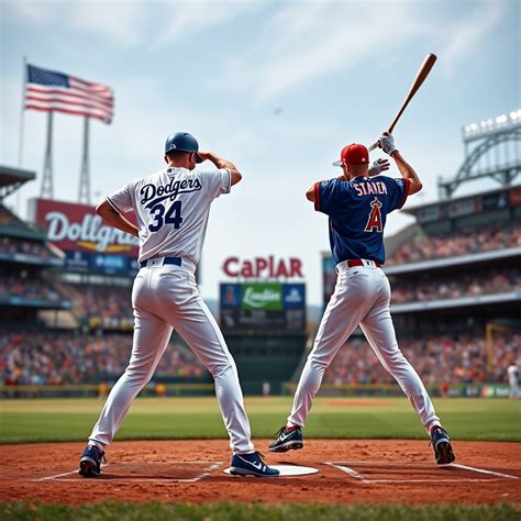 Los Angeles Dodgers Heroic Baseball Scene | Stable Diffusion Online