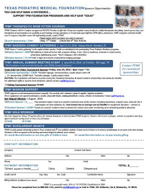 Fillable Online TPMF Sponsor Opportunities - The Texas Podiatric ...