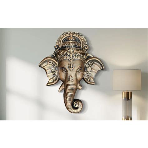 Buy 3x2.5 Ft Ganesha Face 3D Relief Mural Wall Art Online - Artociti