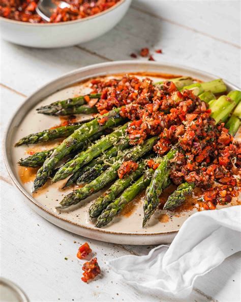 Grilled Asparagus with Tomato Salad & Tahini Sauce | Culinary Cartel