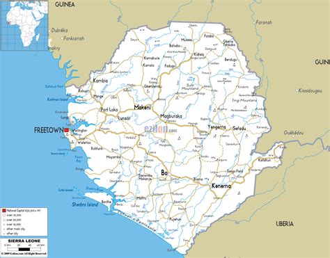 Detailed Clear Large Road Map of Sierra Leone - Ezilon Maps