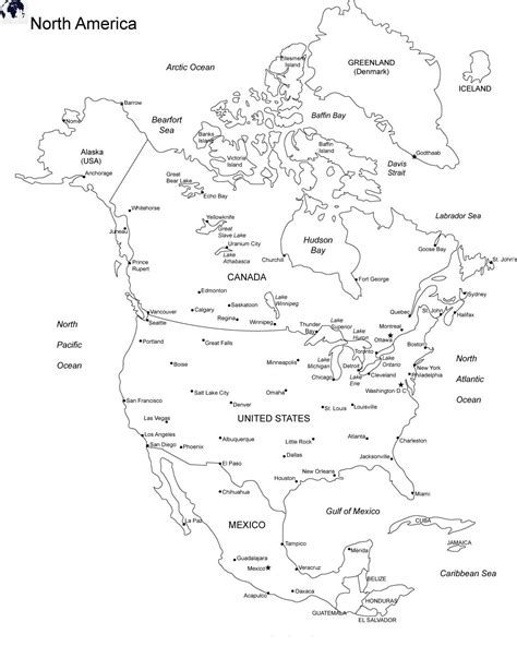 Printable blank north america map with outline transparent map – Artofit