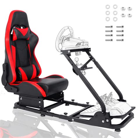 Buy Anman Racing Simulator Cockpit With Red Racing Seat Adjustable ...