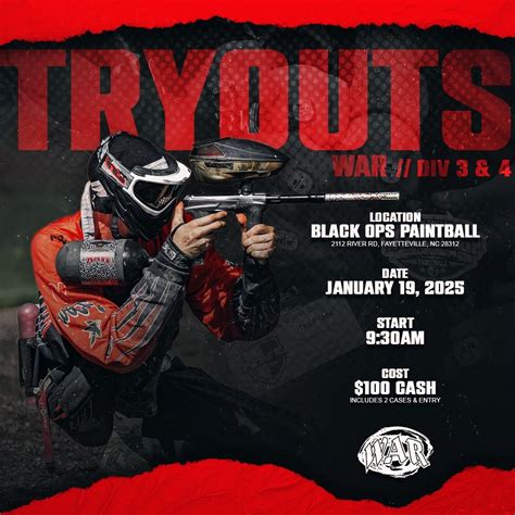 WAR Tryouts, Black Ops Paintball, Eastover, 19 January 2025 | AllEvents