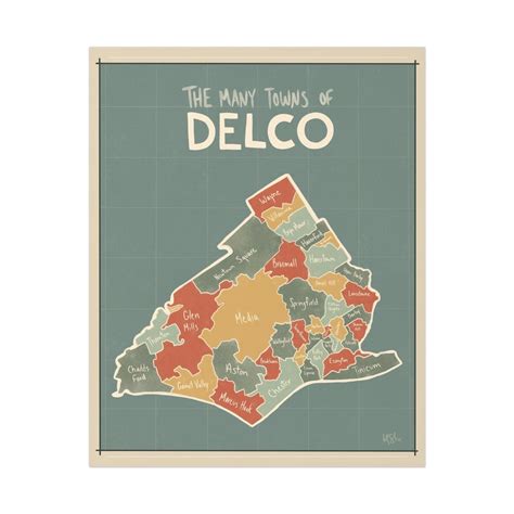 The Many Towns of Delco Map (light Blue) - Etsy
