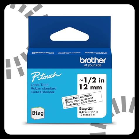 Amazon.com: Brother Genuine P-Touch Btag BTAG231 Black on White Label ...