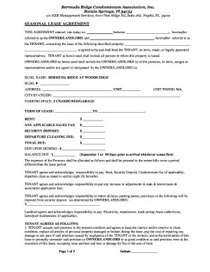 Fillable Online seasonal lease agreement - Bermuda Ridge Condominium ...