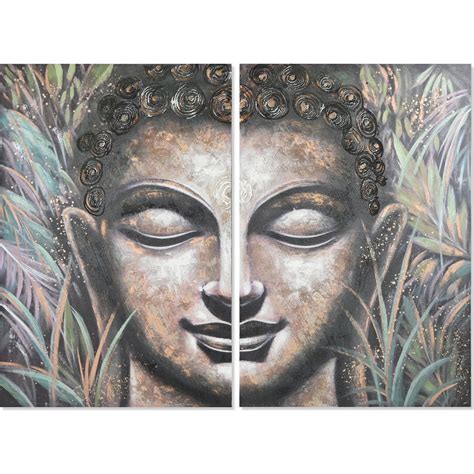 Tableau Bouddha toile Zen pour ambiance apaisante 160 x 3 x 120 cm Vert ...