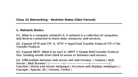 Class 12 Networking Revision Notes: Key Concepts & Devices - Studocu
