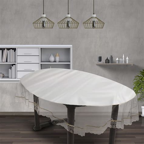 Buy OrientalWeavers Premium Transparent Oval Table Cover with Golden ...
