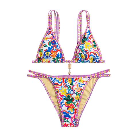 Bikini Sets For Women Gradient Swimming Two Piece String Lace Up Beach ...