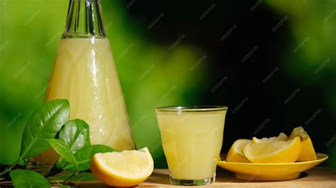 Premium Photo | Hand with alcoholic lemon drink limoncello