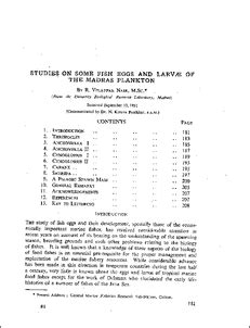 Studies on some fish eggs and larvae of the Madras plankton - CMFRI ...