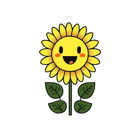 Happy Sunflower Illustration, Cute Cartoon Illustration. 22957763 PNG