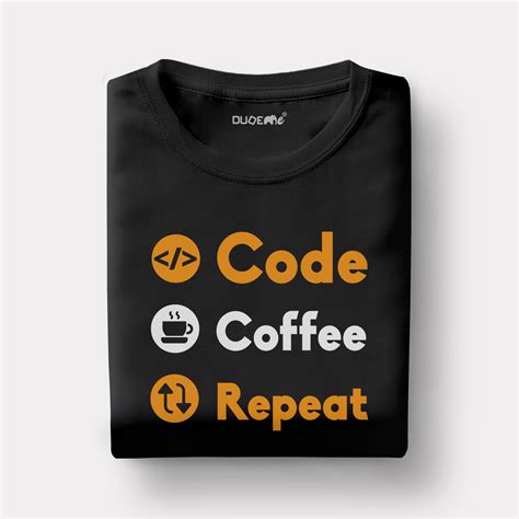 Code Coffee Repeat Half Sleeve T-Shirt - DudeMe – Dudeme