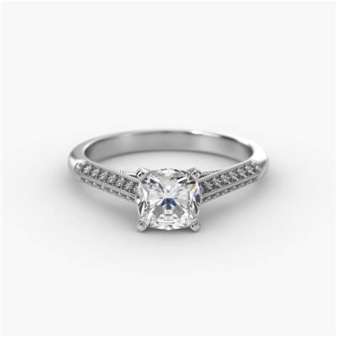 GIA 3.25 Carat J-SI1 Very Good Cut Cushion Diamond Pavé Knife Edge ...