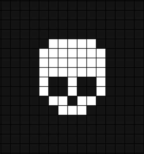 Skull (without jaw) Pixel Art | Easy pixel art, Pixel art grid, Pixel ...