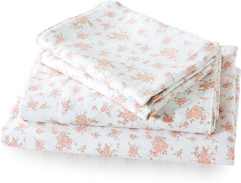 Amazon.com: FADFAY Floral Sheets Pink Queen Sheet Set Percale Cotton ...