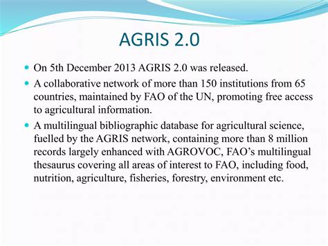 AGRIS (agricultural information system) | PPTX