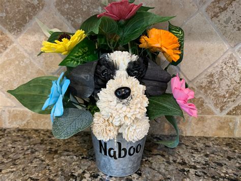Custom Medium Personalized Dog Flower Arrangement in a Pail | Etsy