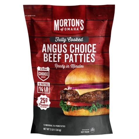 Fully Cooked Angus Choice Beef Patties - Morton's of Omaha