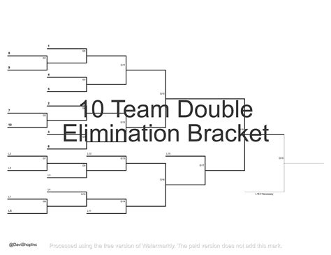 10-team Single and Double Elimination Playoff Brackets | PDF JPG and Hi ...