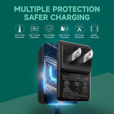 Buy 12V 1A/1000mA DC Regulated Power Supply Adapter, 100-240V 50/60Hz ...