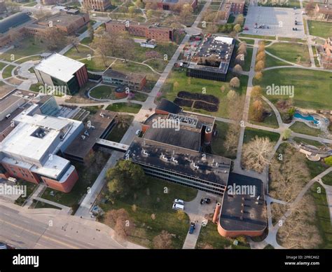 Aerial photograph of Drake University on a beautiful spring morning ...
