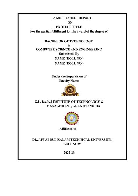 Mini Project Report - A MINI PROJECT REPORT ON PROJECT TITLE For the ...