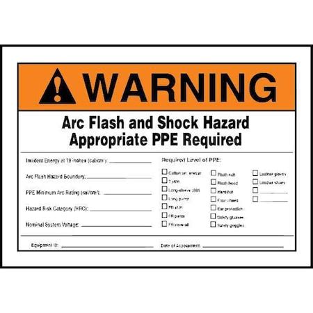 Accuform Label, 5x7, Warning Arc Flash and, LELC334 LELC334 | Zoro