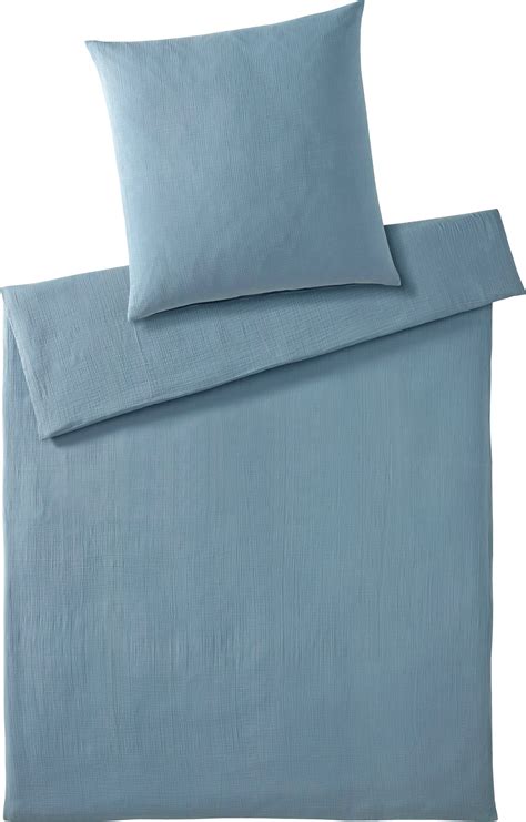 elegante Muslin Smooth Smoky Blue Bed Linen Set, 1 set - Interismo