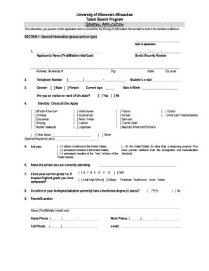 Talent Search Registration Form Templates | pdfFiller