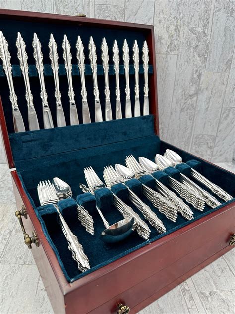 Vintage Empress Silverware Set: International Deep Silver, Service for 12