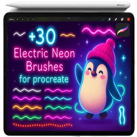 Neon Procreate Brushes, Glowing Monoline Lettering, Procreate Neon ...