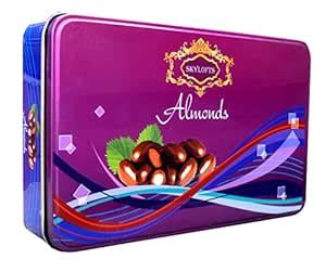 Skylofts Chocolate Coated Almonds Rectangular Tin - 175gms : Amazon.in ...