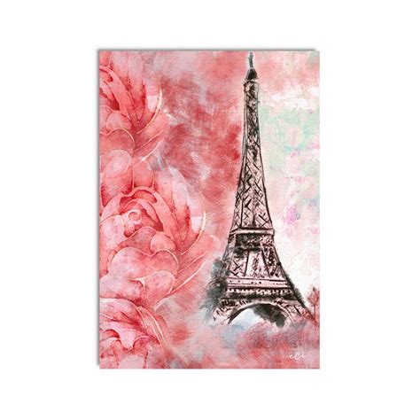 Eiffel Tower with rose flowers Original Design Canvas Printed Wall ...