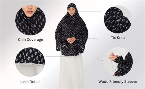 ANA Black Floral Cotton With Sleeves Namaz Makhna for Women, Free Size ...